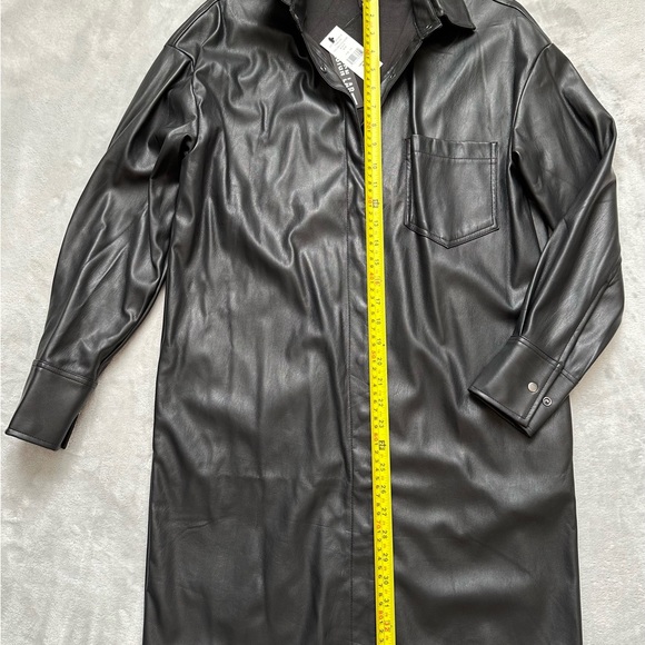 Faux (Vegan) Leather Black Shirt Dress, Relaxed Fit, Size S - Picture 6 of 8